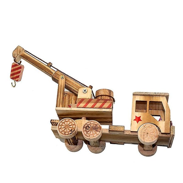1st träsimuleringskran retrogrävmaskin traktor handgjorda träleksak hemdekorationer för barn barn