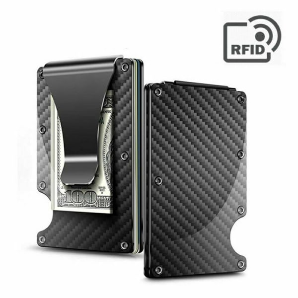 RFID Blockerande Kolfiber Minimalistisk Ridge Money Clip Front Pocket Herrplånbok