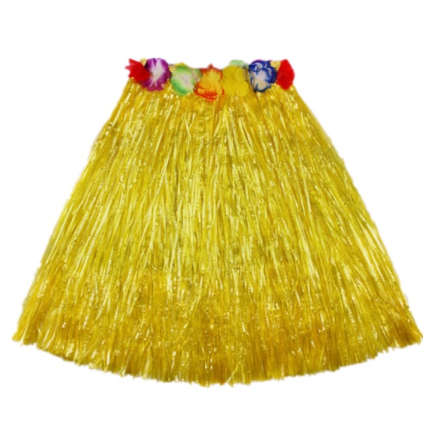 Hula prestationsdräkt Hawaiian gräskjol 40 cm lång kjol för vuxen gräs yellow