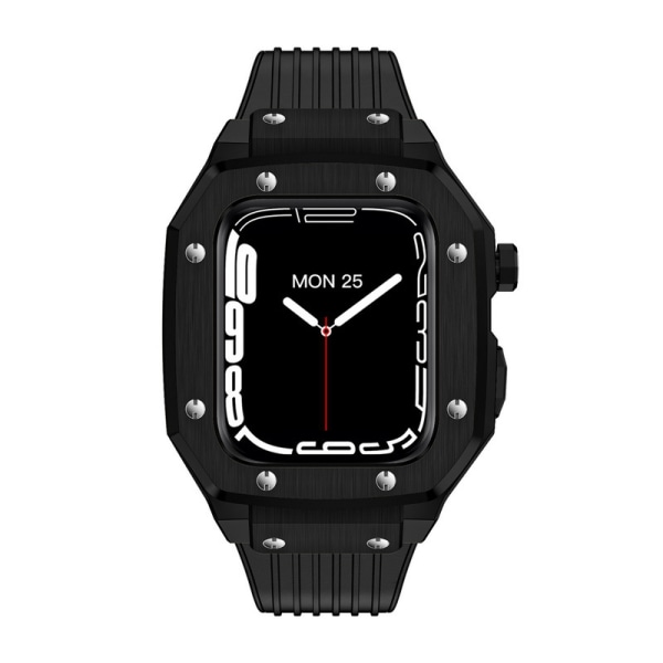 Lämplig för apple watch apple watch 7/6 modifierad case silikonrem case set G19 black