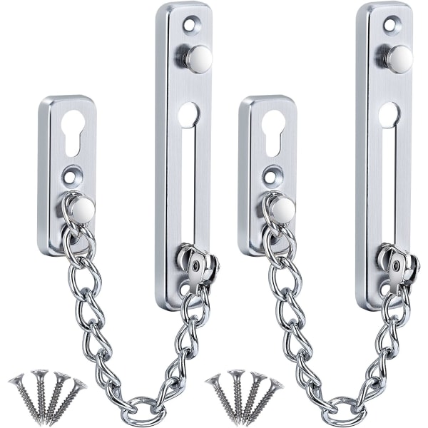 Dörrkedjelås Rostfritt stål Dörrkedjelås med stöldskydd Push Lock Säkerhet Sekretesslås med skruvar 2st (silver)