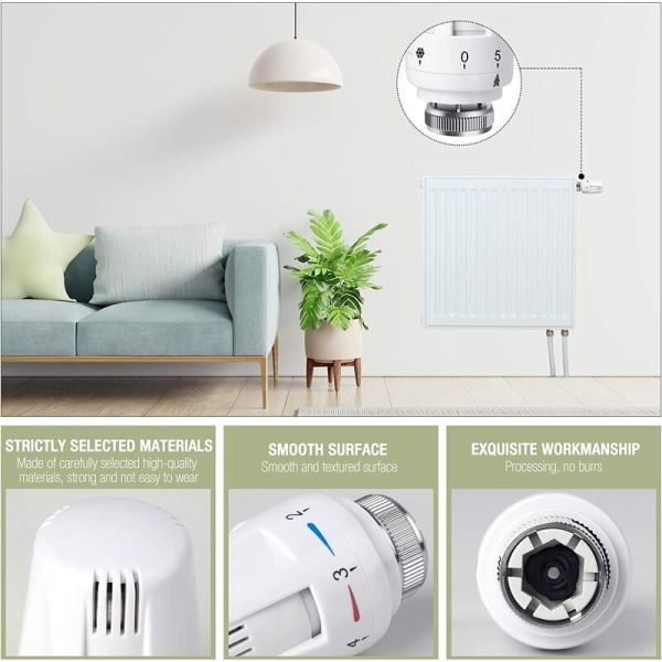 Radiatortermostathuvuden, radiatortermostatventiler, radiatorradiatorventiler för värmesystem för hem och kontor