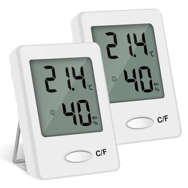2st LCD digital inomhustermometer Hygrometer Temperatur Luftfuktighet Hög noggrannhet Handhållen (vit)