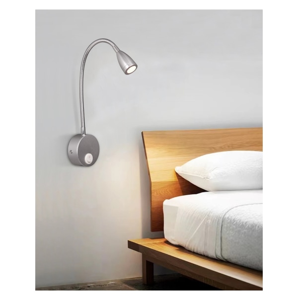 Sängläslampor, huvudjusterbar minimalistisk led läslampa för säng, dimbar pekströmbrytare sänglampa