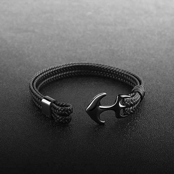 Armband för män och kvinnor, handgjorda nötläderarmband black