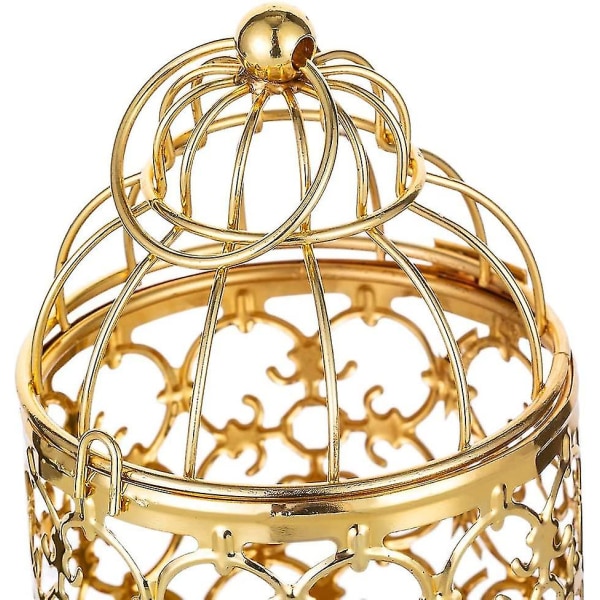 Paket små metall hängande värmeljus Fågelbur Lykta dekoration Vintage centerpieces för bröllopsfest Guld te golden