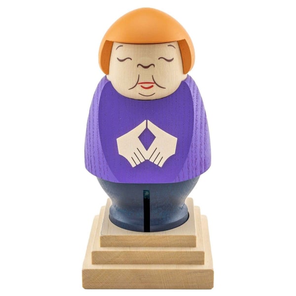 Angela Merkel Tecknad figur trästaty 14 * 6,5 cm Kändisstaty Hemsida purple