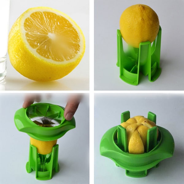 Rostfritt stål citron-/lime-skärare Fruktskärare Citronskärare Äppelskärare Apelsinskärare green