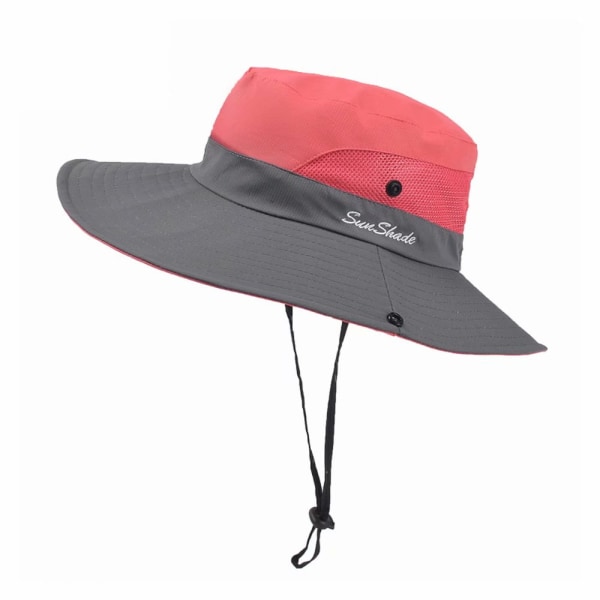 Kvinnors UV-skyddshatt för utomhusbruk Vikbar Mesh hatt med bred brätte för strandfiskehatt watermelon red