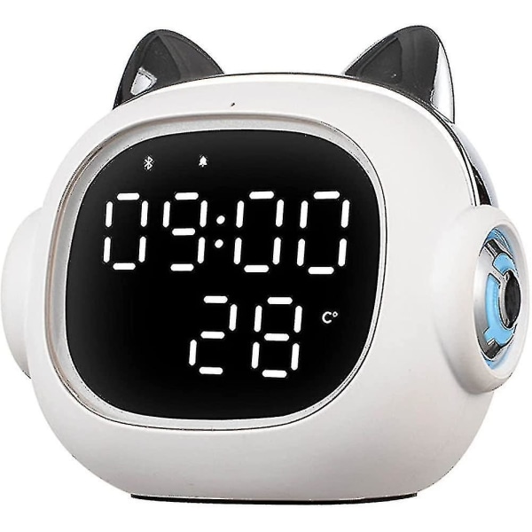 Cat väckarklocka med Bluetooth högtalare, 2 grupper av oberoende larm, smart väckarklocka