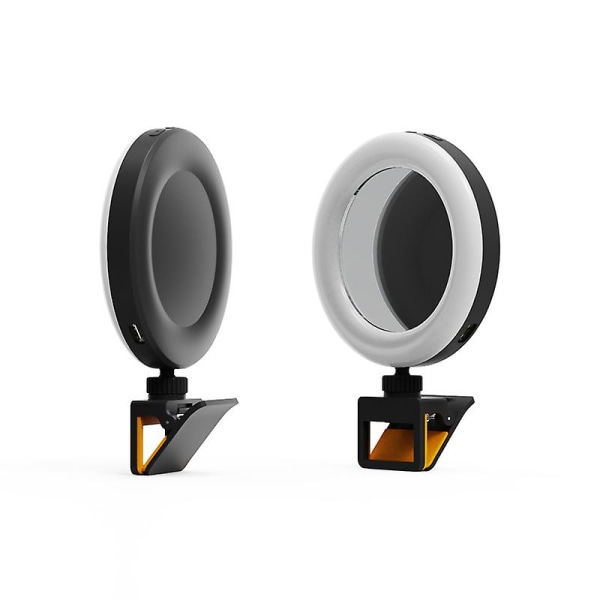 Led-ringljus fyllningsljus med spegel Mobiltelefonhållare, 3 färglägen och 5 ljusstyrkor bärbar sminkspegel