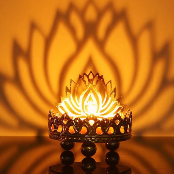 Buddhistisk ljusstake i vintage , buddhistisk lampa som sitter i lotus, dekorativt sovrum i hemmet, dekoration av yogarum, buddhistiska tillbehör