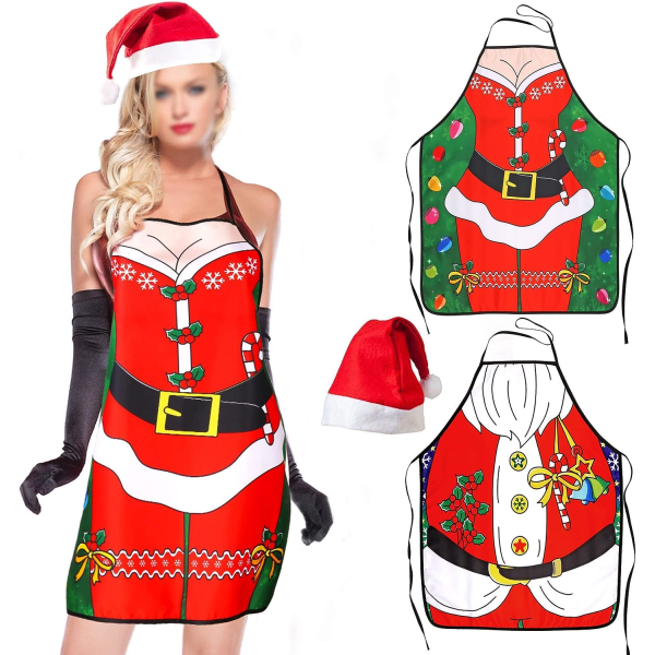 2st Jul Köksbakningsförkläde Kvinnor Män Sexig jultomteförkläde Matlagning BBQ Sexig julklänning dekoration