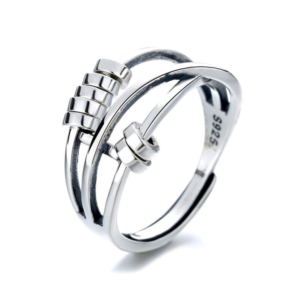 925 Sterling Silver Ringar,ångest Ring För Kvinnor Damer Peace Stress Relief Beads Ring