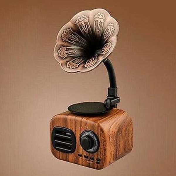 Kreativ retro Bluetooth högtalare Bärbar mini trådlös fonograf med TF-kortplats