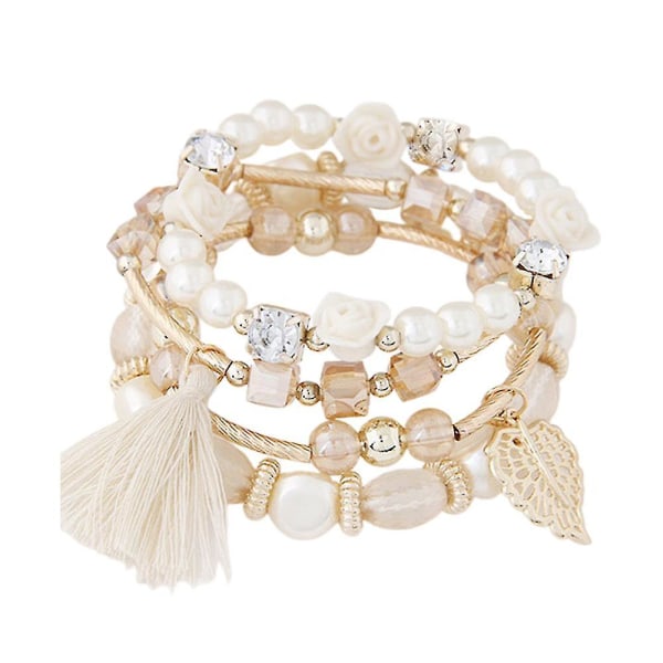 Bohemian tofs lager pärlstav armband hängande kedja armband charm kvinnor smycken