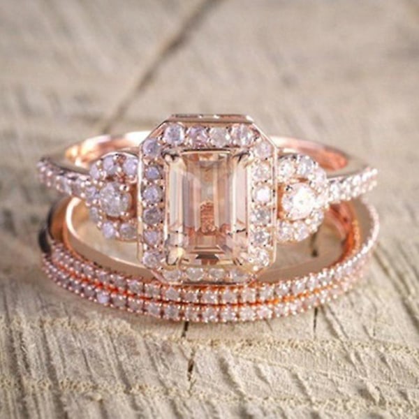8k roséguld diamantinläggsring - europeisk och amerikansk populär minidiamantinläggsförlovningsring 10