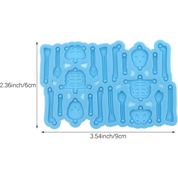 2 st Skalle Skelett örhänge Hartsformar Silikon Epoxi Molds Halloween silikonformar för att göra DIY smycken hantverk