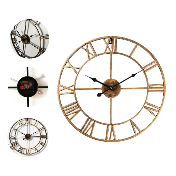 Väggmonterad klocka Roterande väggklocka Vintage klocka Antik klocka Analog väggklocka för heminredning