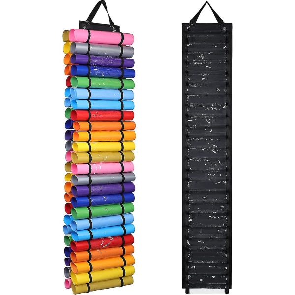 Organizer - Vinylrullhållare Väggfäste/över dörren, hantverksvinylförvaringsställ, hängande organizer med 48 rullfack (b)