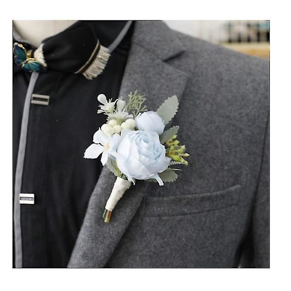2st Artificiell handled Corsage Boutonniere Set brudgummar brudgum brudt rnor Br llopsblommor A