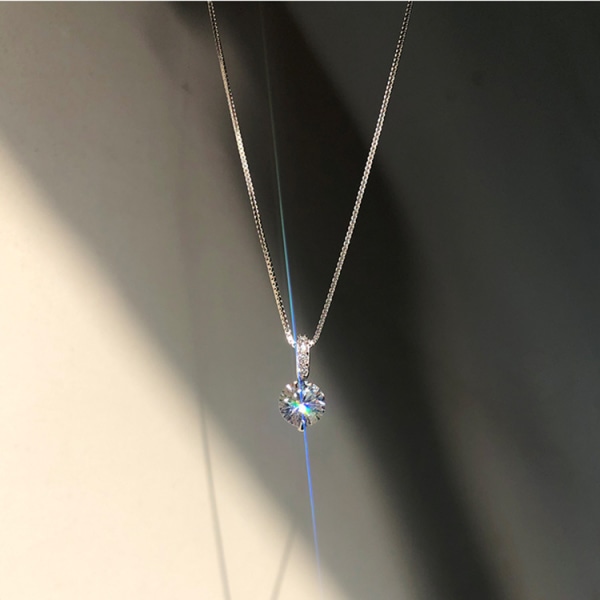 Sterling Silver Geometriskt hänge Halsband Nyckelbenskedja Dammodesmycken Glittrande zirkonhänge