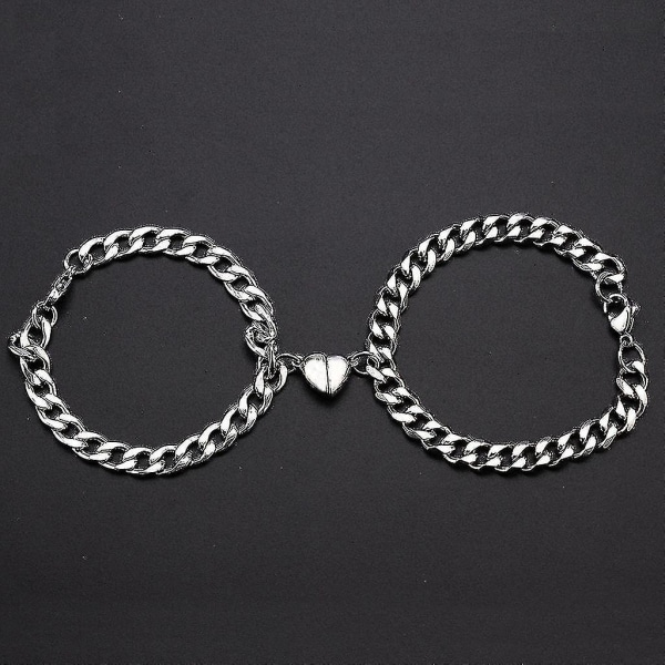 2st Magnet Lovers Armband Kompatibel med Par Hjärta Charm hänge armband white