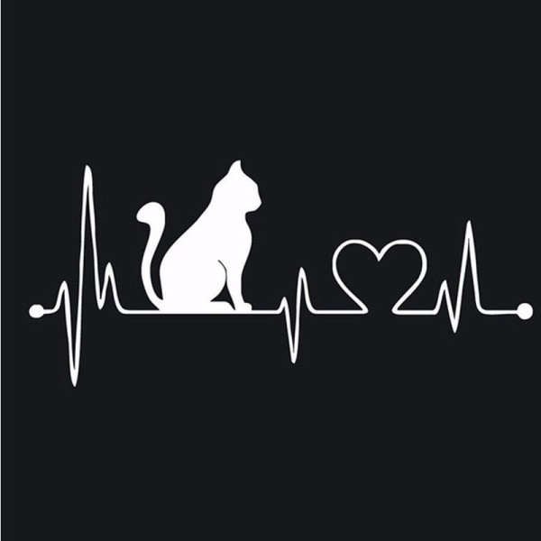 Klistermärke Dekal Cat Electrocardiogram Fönster Bumper Vägg Heminredning
