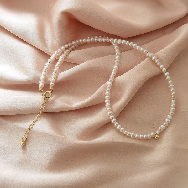 Naturligt sötvatten hirs pärla halsband kvinnlig guld nyckelbenskedja mode personlighet temperament senior accessoarer