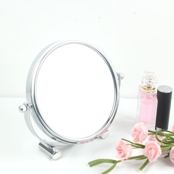 Dubbelsidig sminkspegel högupplöst förstoring skrivbord skönhetsspegel studenthem bärbar prinsessspegel 5 inch