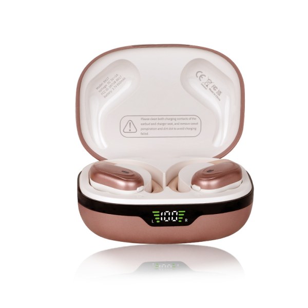 Trådlösa hörlurar, Bluetooth 5.3-hörlurar, 60 timmars uppspelning HD stereoljud LED-skärm Rose gold