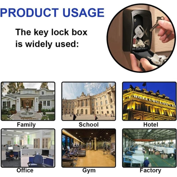 Premium stor nyckellåda, nyckelskåp med 4-siffrig kod, väggmonterad säkerhetsnyckellåda för inomhus utomhus hemmakontor Garage skolgym