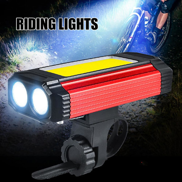 Laddningsbara cykelstrålkastare Cykel LED Säkerhetstillbehör för nattkörning red