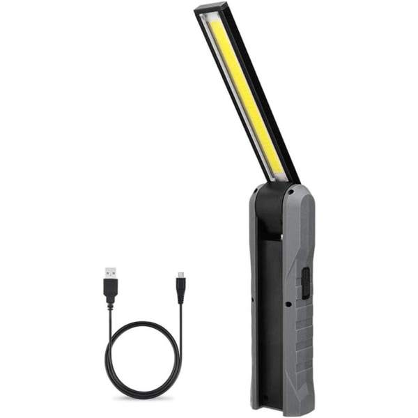 USB arbetslampa COB LED-verkstadslampa, uppladdningsbar fällbar ficklampa bärbar och 4 mekaniska garagelägen