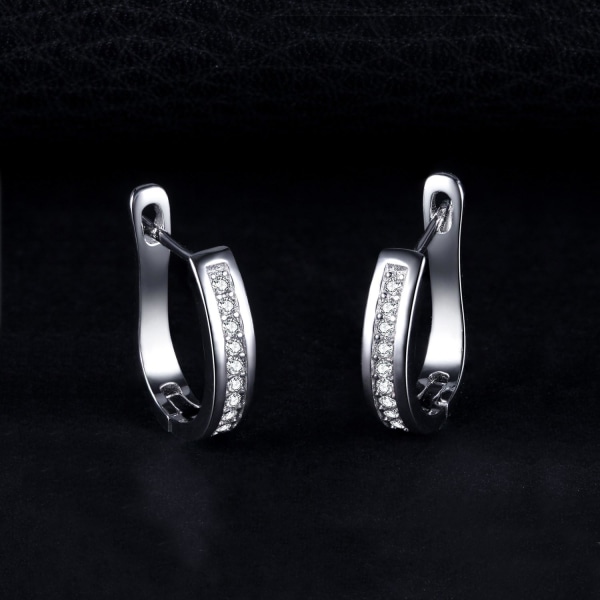 Hoop örhängen för kvinnor, 925 sterling silver ring örhängen med AAA Cubic Zirconia, Small Sleeping Hoop örhängen