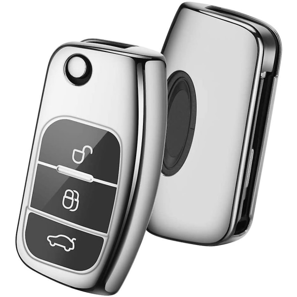 Kompatibel med cover , case med 3 knappar Shell TPU-nyckellåda (silver) silver