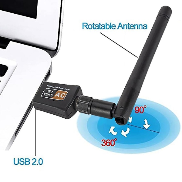 Dubbelbands trådlöst nätverkskort Wifi-mottagare+extern antenn