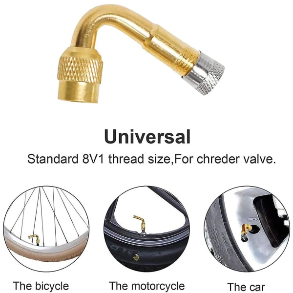 2-delad vinklad universal i mässing för bil, motorcykel, skoter och cykel Golden 45 degrees