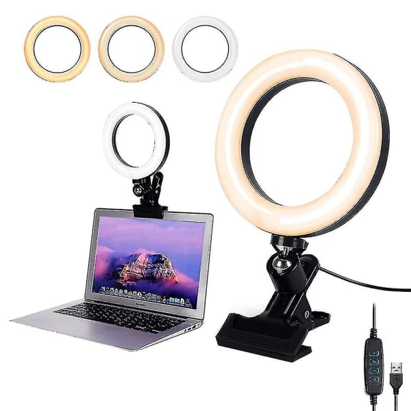 Videokonferensbelysningskit 6'' Laptop Selfie Ring Light USB Led Ring Light