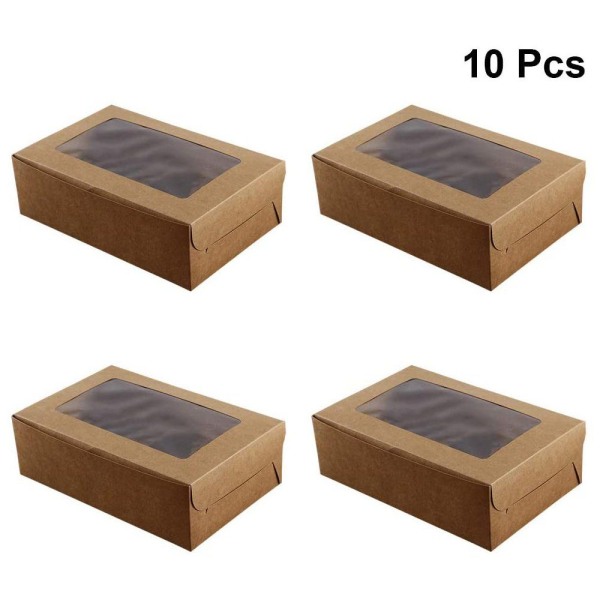 Förpackning med 10 stycken kraftpapper 6-hålighets cupcake box baklåda för tårtbärare, lämplig för kaka cupcake dessert