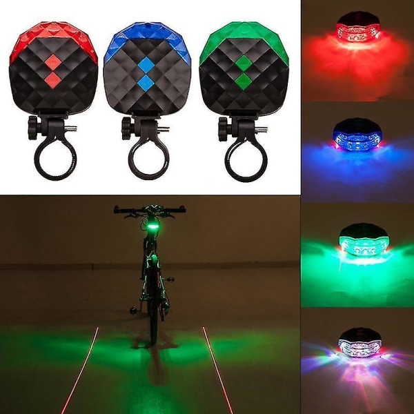 Färgglad diamant cirkulär cykel laser bakljus 5LED parallell linje hel himmel stjärna varningsljus green