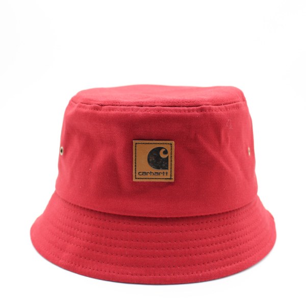 Verktyg retro kortbrättad fiskarhatt hopfällbar platt-top läder etikett handfat hatt hip-hop solhatt röd red