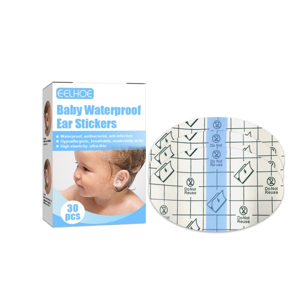 30 st Baby vattentäta öronklistermärken disponibel öronskydd för dusch