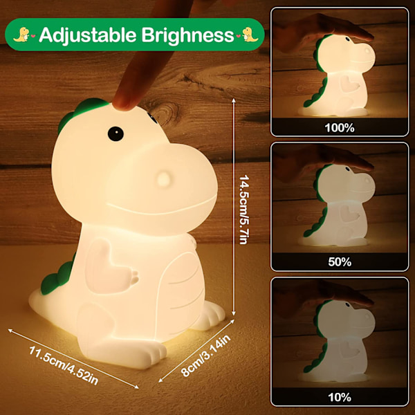Nattlampa för barn Baby Nattlampa, Dinosaur Baby Nattlampa, 7 färger & Touch, USB uppladdningsbar LED-lampa, Nattlampa för barn Deco-lampa för inredning i barnrum