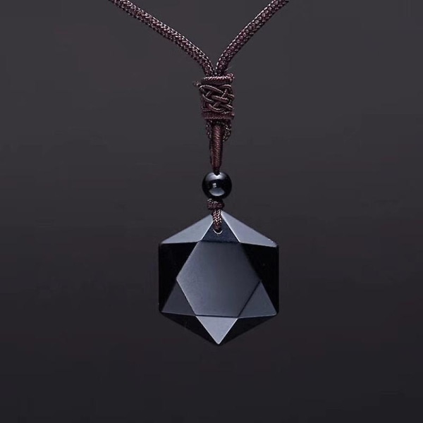 Svart Obsidian Sex Star Lucky Amulet Love Naturstenshänge Halsband Damer Män Kärlek Kristallhänge Smycken