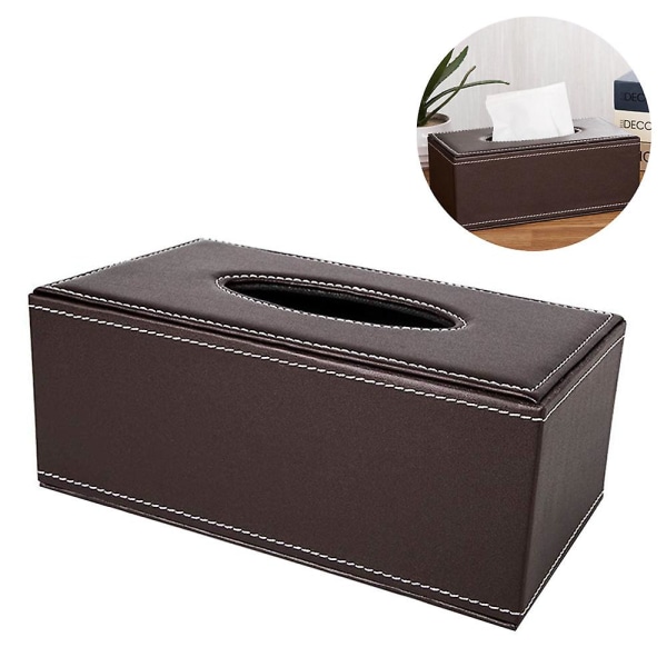 Case/behållare för pappersnäsdukspaket, för hushåll och kontor, PU-läder, rektangulär näsdukslåda