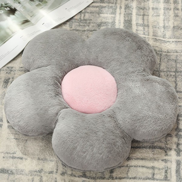 Blomkudde Plysch golvkudde Dekorativ kudde (45cm) grey