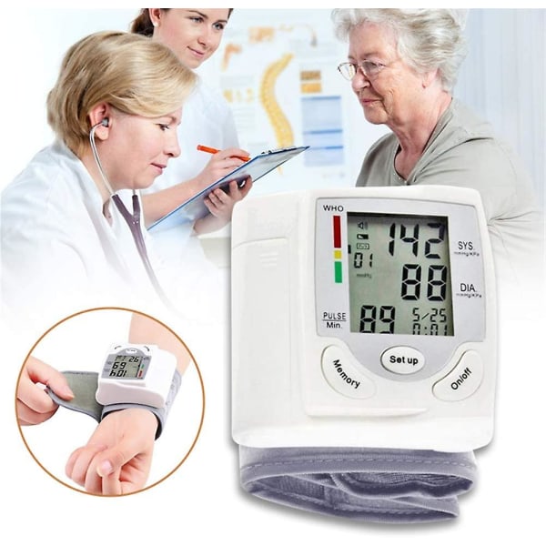 Bärbar överarms blodtrycksmätare LCD-skärm Exakt Automatisk Bp-maskin Hemmabruk Digitalt blodtryck
