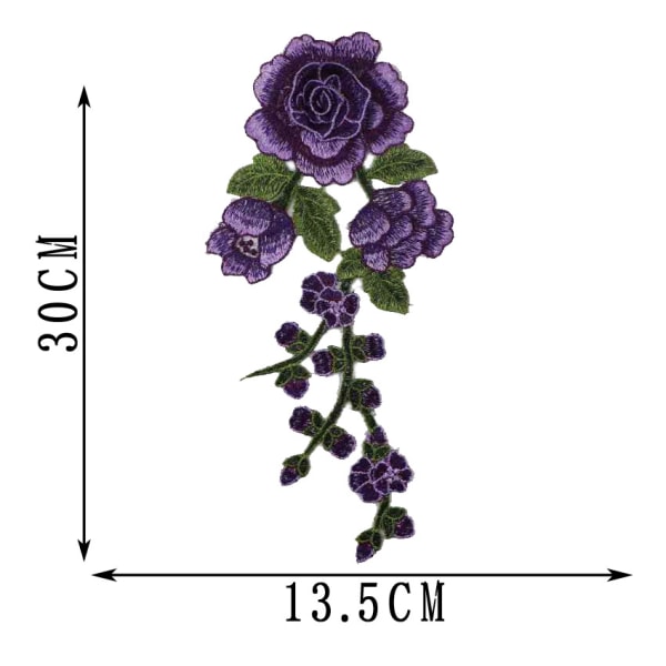 Klädtillbehör Färgbroderad spets tyglapp Etnisk jeanskläder tyg Vattenlöslig blomma (lila) purple