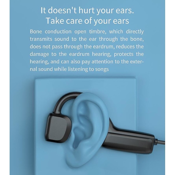 Bone Conduction Hörlurar Bluetooth - Trådlöst Open-Ear Headset med mikrofoner, för löpning Körning Cykling